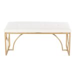 Constellation Gold Metal White Faux Leather Contemporary Bench