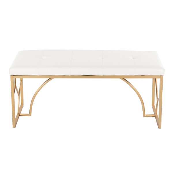 Constellation Gold Metal White Faux Leather Contemporary Bench 8