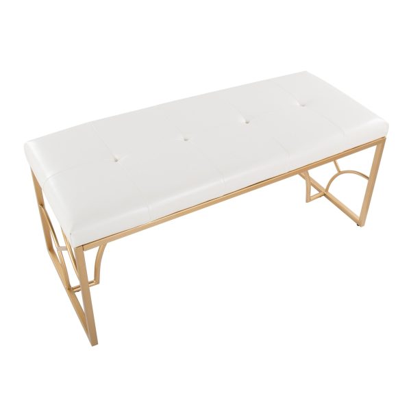 Constellation Gold Metal White Faux Leather Contemporary Bench 9