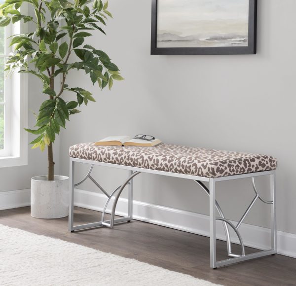 Constellation Silver Leopard Contemporary Bench Seats Two Comfortably 3