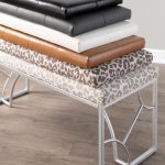 Constellation Silver Metal White Faux Leather Contemporary Bench 14 Constellation Silver Metal White Faux Leather Contemporary Bench