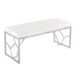 Constellation Silver Metal White Faux Leather Contemporary Bench 16 Constellation Silver Metal White Faux Leather Contemporary Bench