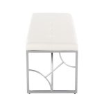 Constellation Silver Metal White Faux Leather Contemporary Bench 17 Constellation Silver Metal White Faux Leather Contemporary Bench