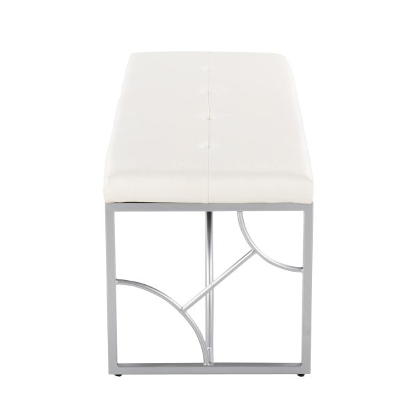 Constellation Silver Metal White Faux Leather Contemporary Bench 5