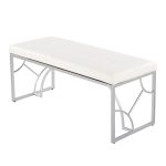 Constellation Silver Metal White Faux Leather Contemporary Bench 18 Constellation Silver Metal White Faux Leather Contemporary Bench