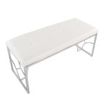 Constellation Silver Metal White Faux Leather Contemporary Bench 20 Constellation Silver Metal White Faux Leather Contemporary Bench