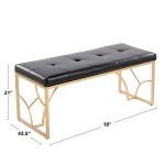 Constellation Silver Metal White Faux Leather Contemporary Bench 21 Constellation Silver Metal White Faux Leather Contemporary Bench