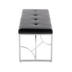 Constellation Silver Metal and Black Faux Leather Contemporary Bench 17 Constellation Silver Metal and Black Faux Leather Contemporary Bench
