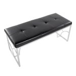 Constellation Silver Metal and Black Faux Leather Contemporary Bench 20 Constellation Silver Metal and Black Faux Leather Contemporary Bench