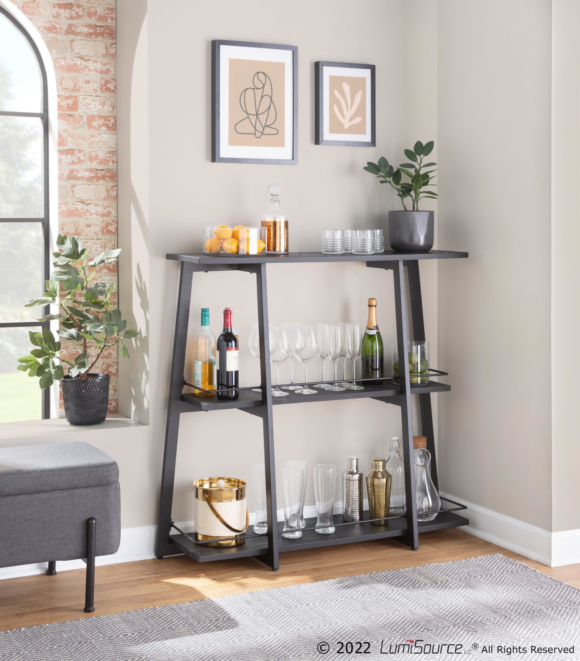 Converge Industrial Black Steel and Bamboo Bookcase 2 Converge Industrial Black Steel and Bamboo Bookcase - Image 2