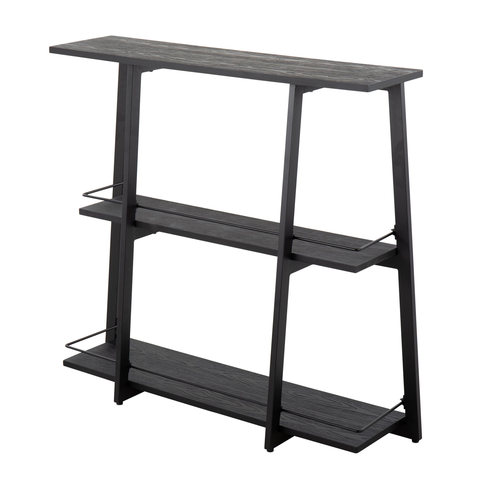 Converge Industrial Black Steel and Bamboo Bookcase 5 Converge Industrial Black Steel and Bamboo Bookcase - Image 5