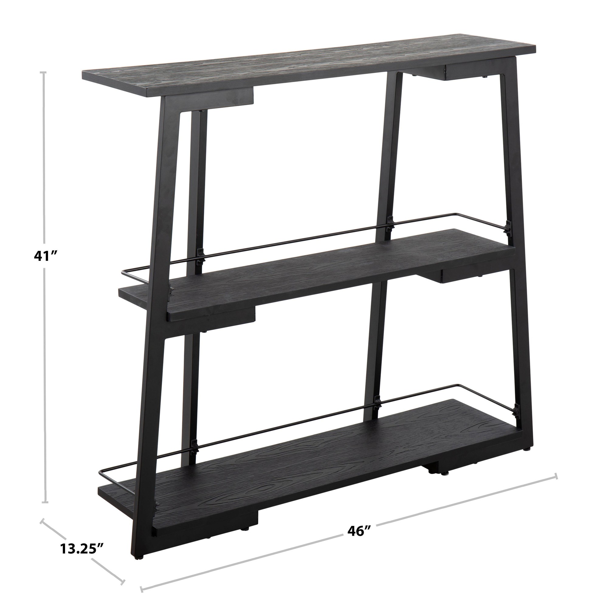 Converge Industrial Black Steel and Bamboo Bookcase 9 Converge Industrial Black Steel and Bamboo Bookcase - Image 9