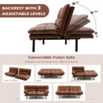 Adjustable Memory Foam Futon Sofa Bed with Armrest Options