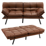 Adjustable Memory Foam Futon Sofa Bed with Armrest Options