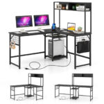 Convertible L-Shaped Desk with Hutch and Built-In Power Outlet 25 Convertible L-Shaped Desk with Hutch and Built-In Power Outlet