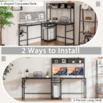 Convertible L-Shaped Desk with Hutch and Built-In Power Outlet 28 Convertible L-Shaped Desk with Hutch and Built-In Power Outlet