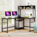 Convertible L-Shaped Desk with Hutch and Built-In Power Outlet 22 Convertible L-Shaped Desk with Hutch and Built-In Power Outlet