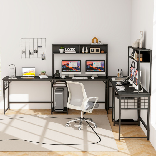 Convertible L-Shaped Desk with Hutch and Built-In Power Outlet 9 Convertible L-Shaped Desk with Hutch and Built-In Power Outlet - Image 9