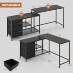 Convertible L Shaped Desk with Power Outlet and Storage