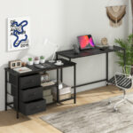 Convertible L Shaped Desk with Power Outlet and Storage