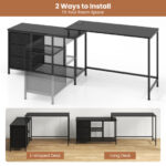 Convertible L Shaped Desk with Power Outlet and Storage