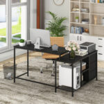 Convertible L Shaped Desk with Power Outlet and Storage