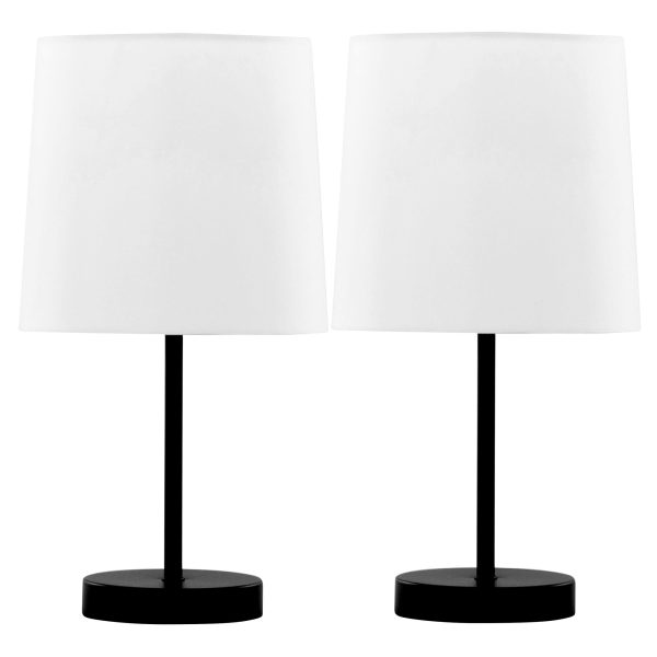 Cooper 16 Contemporary Black Metal Accent Lamps Set of 2 1