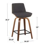 Corazza 24 Mid-Century Modern Charcoal Swivel Counter Stools (Set of 2) 23 Corazza 24 Mid-Century Modern Charcoal Swivel Counter Stools (Set of 2)