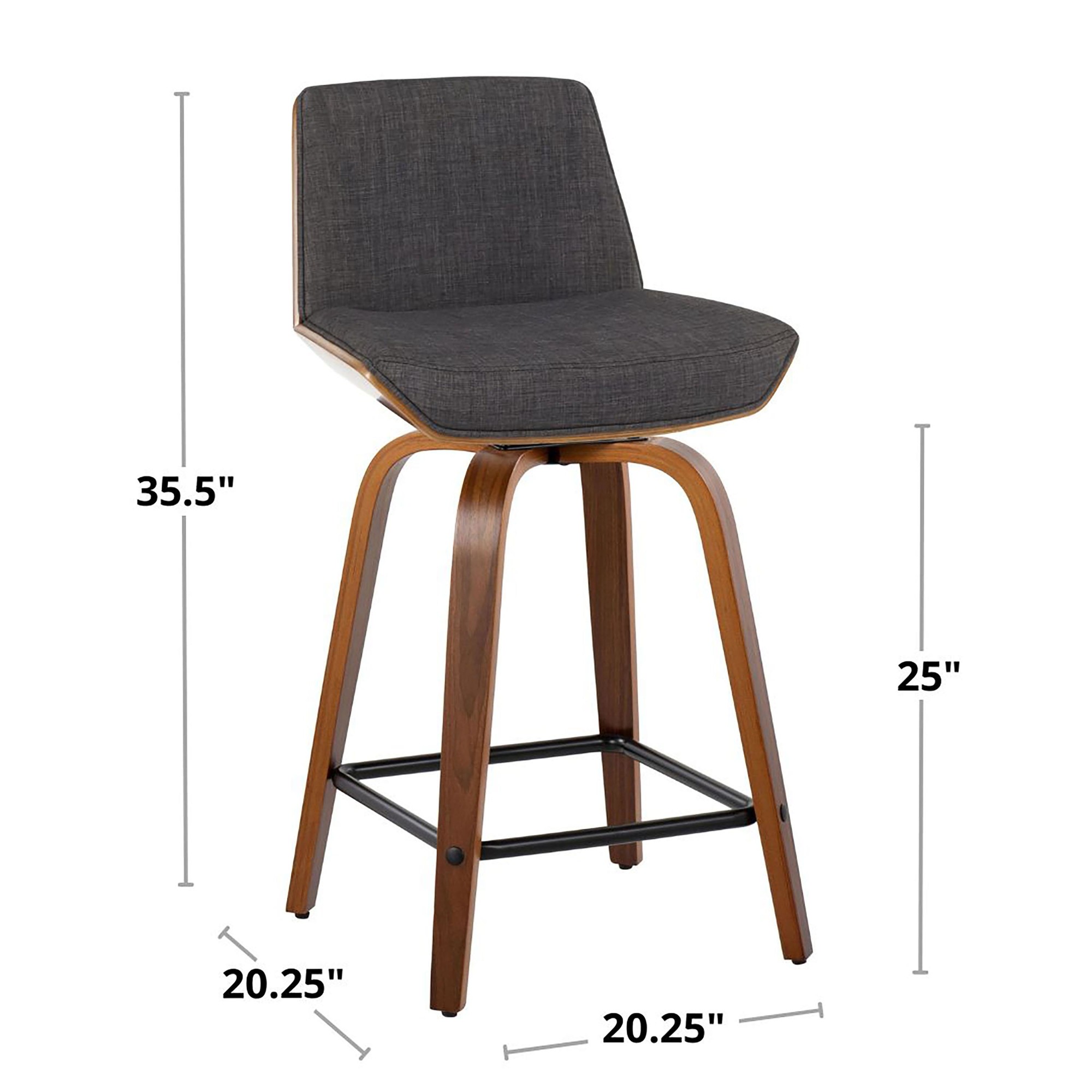 Corazza 24 Mid-Century Modern Charcoal Swivel Counter Stools (Set of 2) 11 Corazza 24 Mid-Century Modern Charcoal Swivel Counter Stools (Set of 2) - Image 11