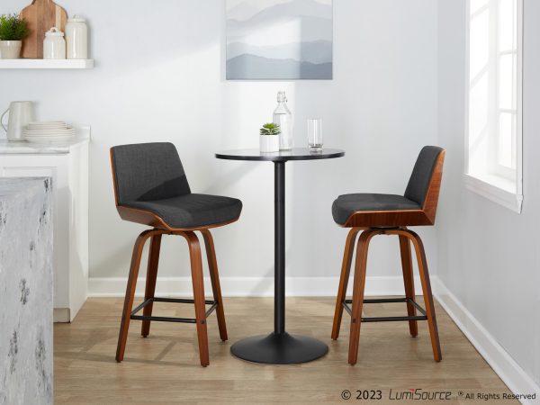 Corazza 24 Mid Century Modern Charcoal Swivel Counter Stools Set of 2 2