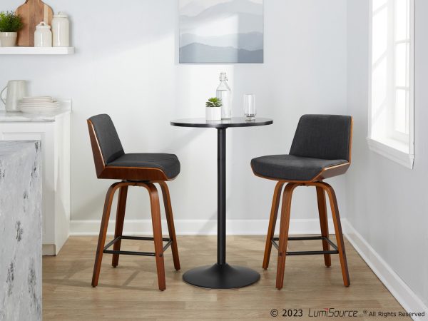 Corazza 24 Mid Century Modern Charcoal Swivel Counter Stools Set of 2 3