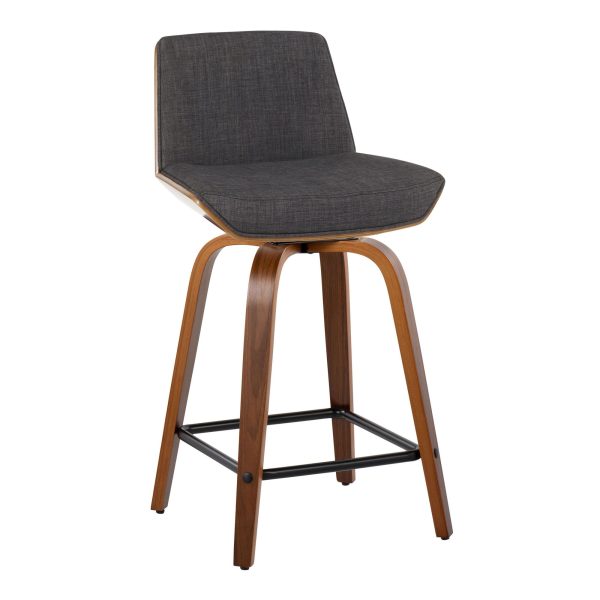 Corazza 24 Mid Century Modern Charcoal Swivel Counter Stools Set of 2 5