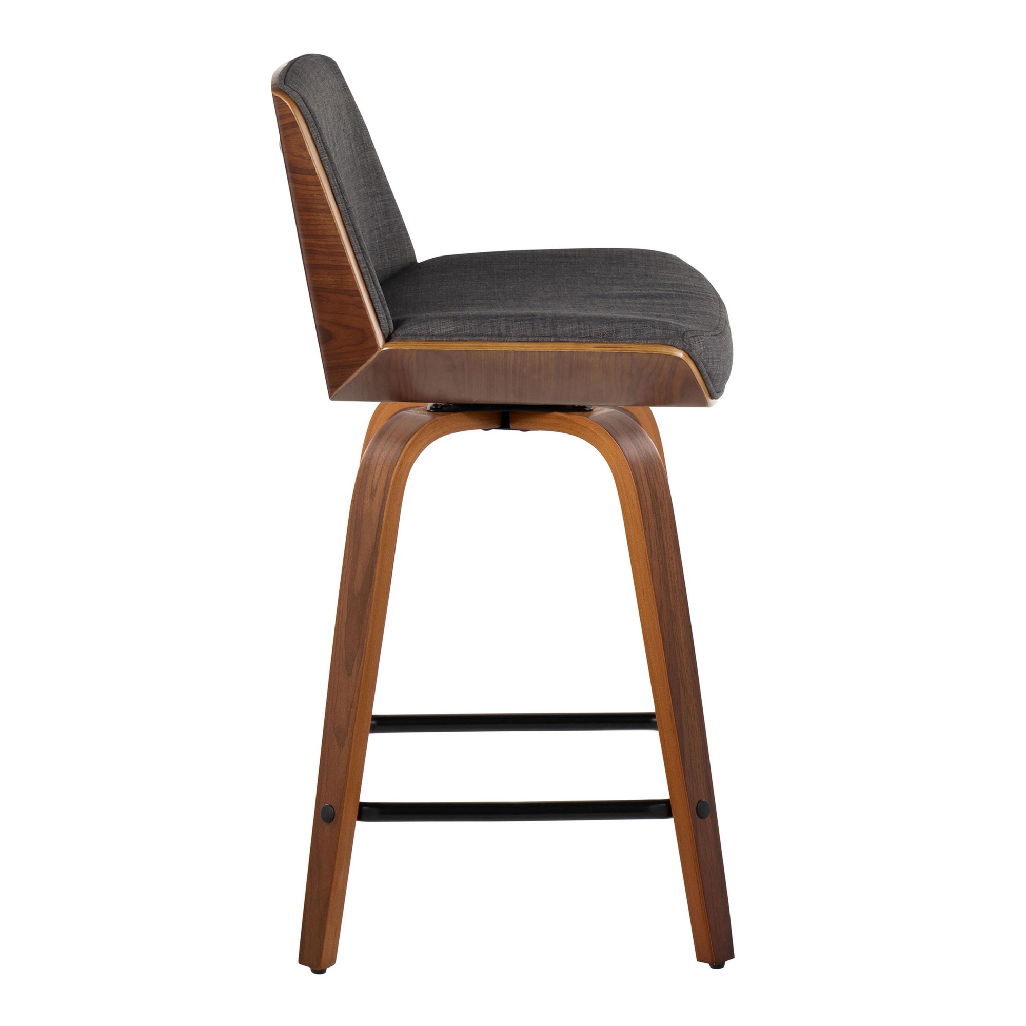 Corazza 24 Mid-Century Modern Charcoal Swivel Counter Stools (Set of 2) 7 Corazza 24 Mid-Century Modern Charcoal Swivel Counter Stools (Set of 2) - Image 7