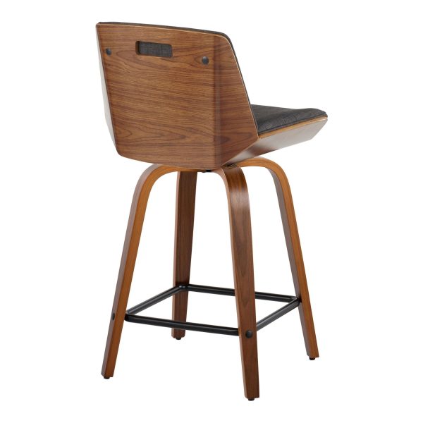 Corazza 24 Mid Century Modern Charcoal Swivel Counter Stools Set of 2 7