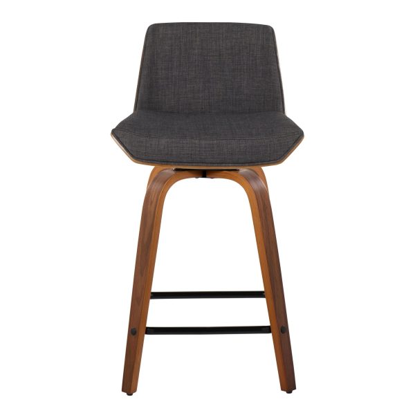 Corazza 24 Mid Century Modern Charcoal Swivel Counter Stools Set of 2 9