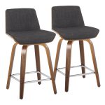 Corazza 24 Mid-Century Modern Swivel Counter Stool Pair (Set of 2)