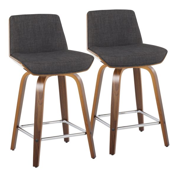 Corazza 24 Mid Century Modern Swivel Counter Stool Pair Set of 2 4