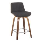 Corazza 24 Mid-Century Modern Swivel Counter Stool Pair (Set of 2)