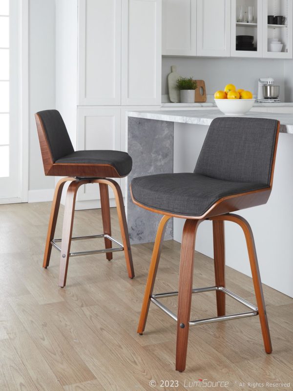 Corazza 24 Mid Century Modern Swivel Counter Stool Pair Set of 2