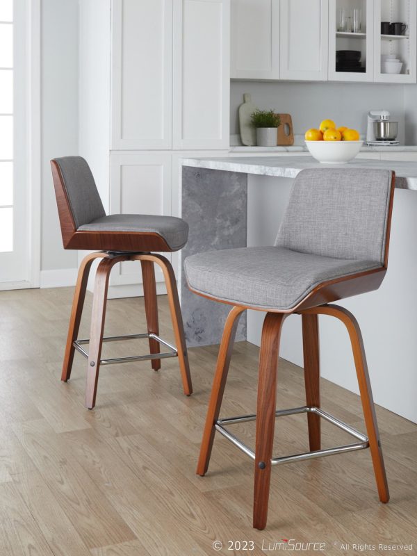 Corazza 24 Mid Century Modern Swivel Counter Stool Set of 2 1
