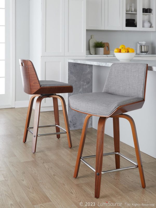 Corazza 24 Mid Century Modern Swivel Counter Stool Set of 2