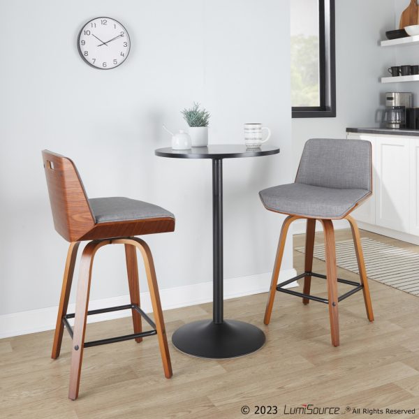 Corazza 26 Inch Light Grey Mid Century Swivel Counter Stools Set of 2 1
