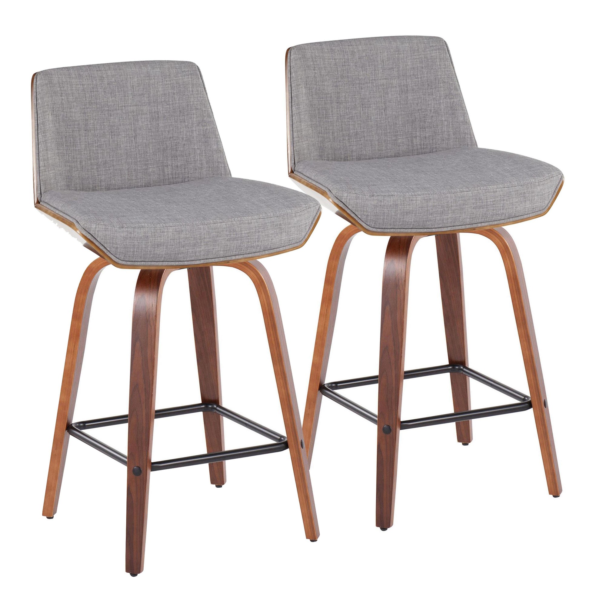 Corazza 26-Inch Light Grey Mid-Century Swivel Counter Stools (Set of 2) 3 Corazza 26-Inch Light Grey Mid-Century Swivel Counter Stools (Set of 2) - Image 3