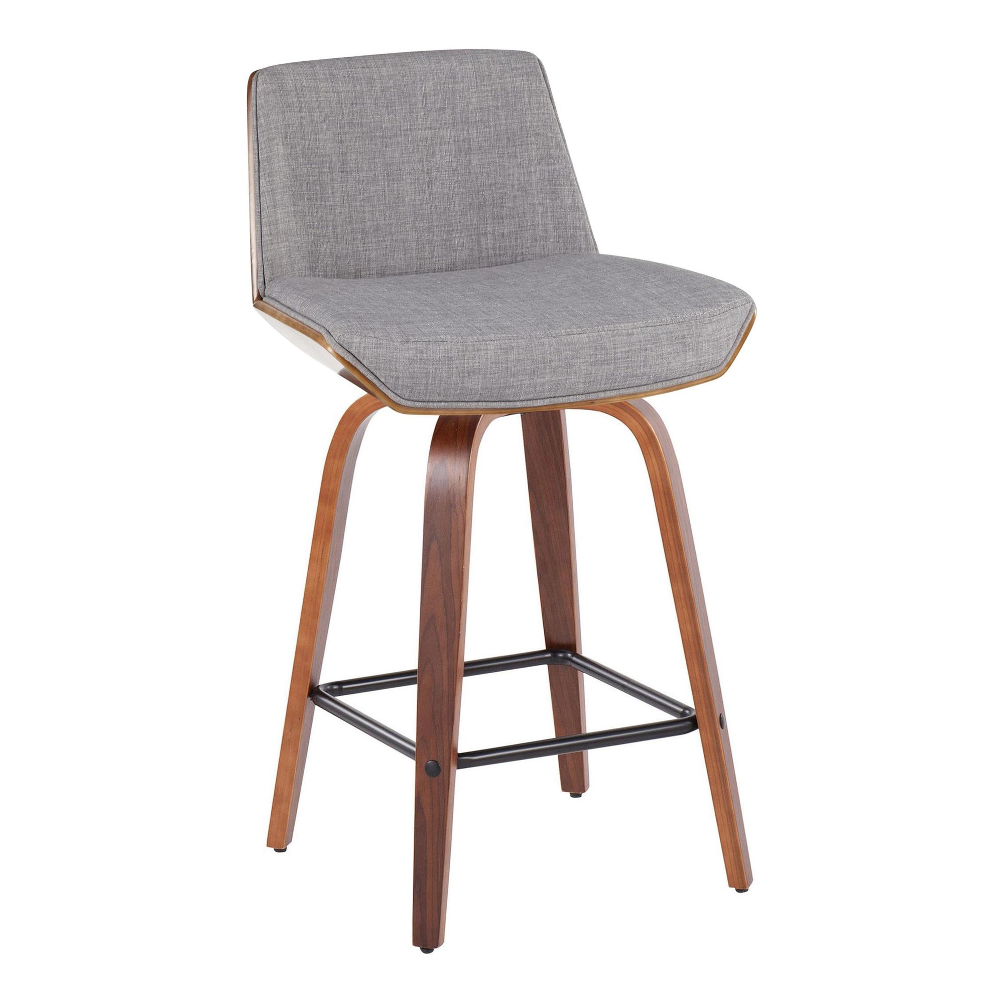 Corazza 26-Inch Light Grey Mid-Century Swivel Counter Stools (Set of 2) 4 Corazza 26-Inch Light Grey Mid-Century Swivel Counter Stools (Set of 2) - Image 4