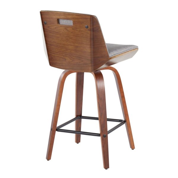 Corazza 26 Inch Light Grey Mid Century Swivel Counter Stools Set of 2 5
