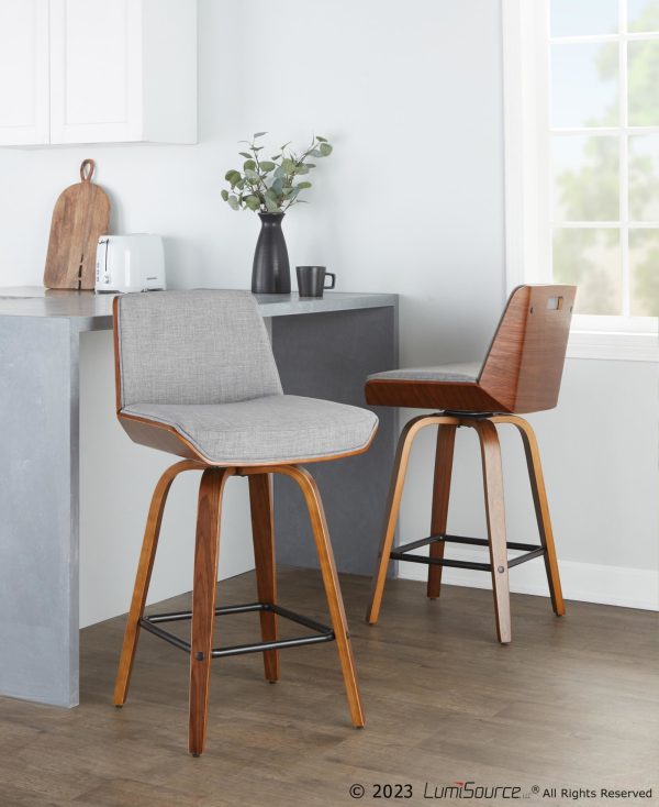Corazza 26 Inch Light Grey Mid Century Swivel Counter Stools Set of 2