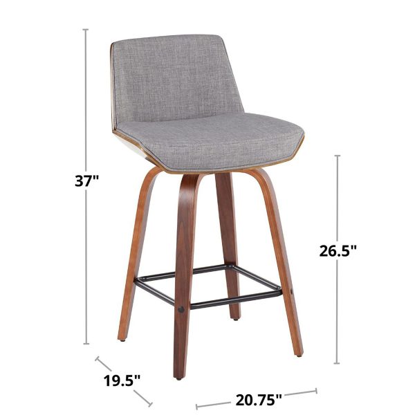Corazza 26 Inch Light Grey Mid Century Swivel Counter Stools Set of 2 8