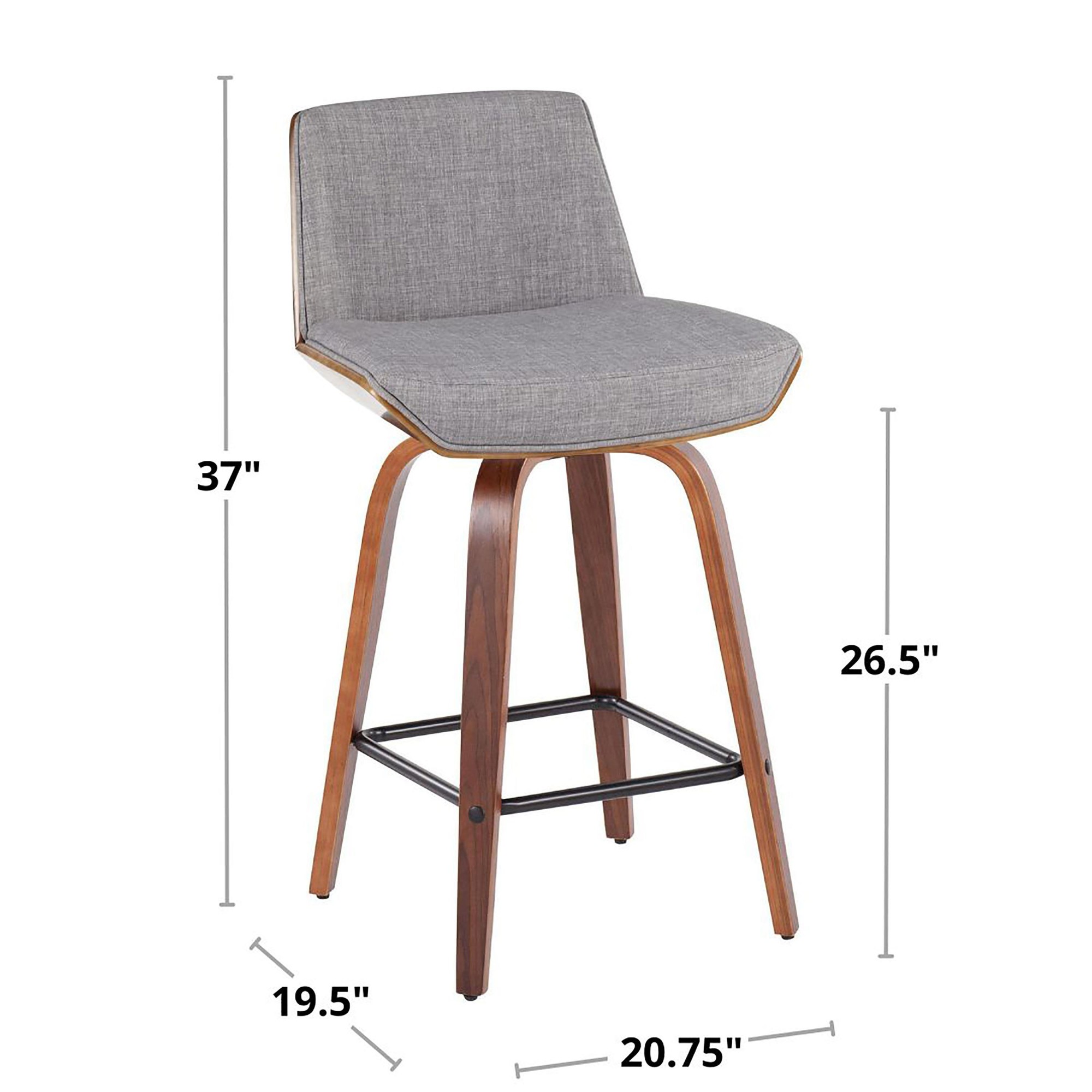 Corazza 26-Inch Light Grey Mid-Century Swivel Counter Stools (Set of 2) 9 Corazza 26-Inch Light Grey Mid-Century Swivel Counter Stools (Set of 2) - Image 9