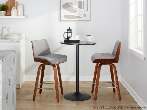 Corazza 26 Inch Mid Century Modern Light Grey Swivel Counter Stools Set of 2 2