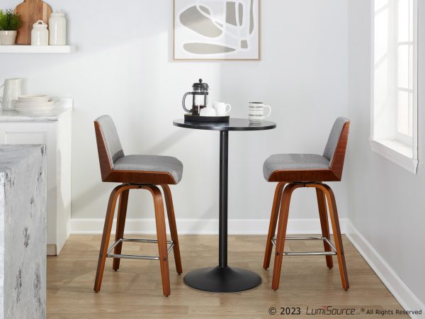 Corazza 26 Inch Mid Century Modern Light Grey Swivel Counter Stools Set of 2 3